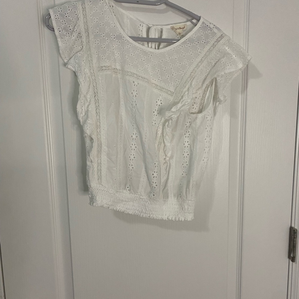 Hem & Thread White Eyelet Lace Women's Top